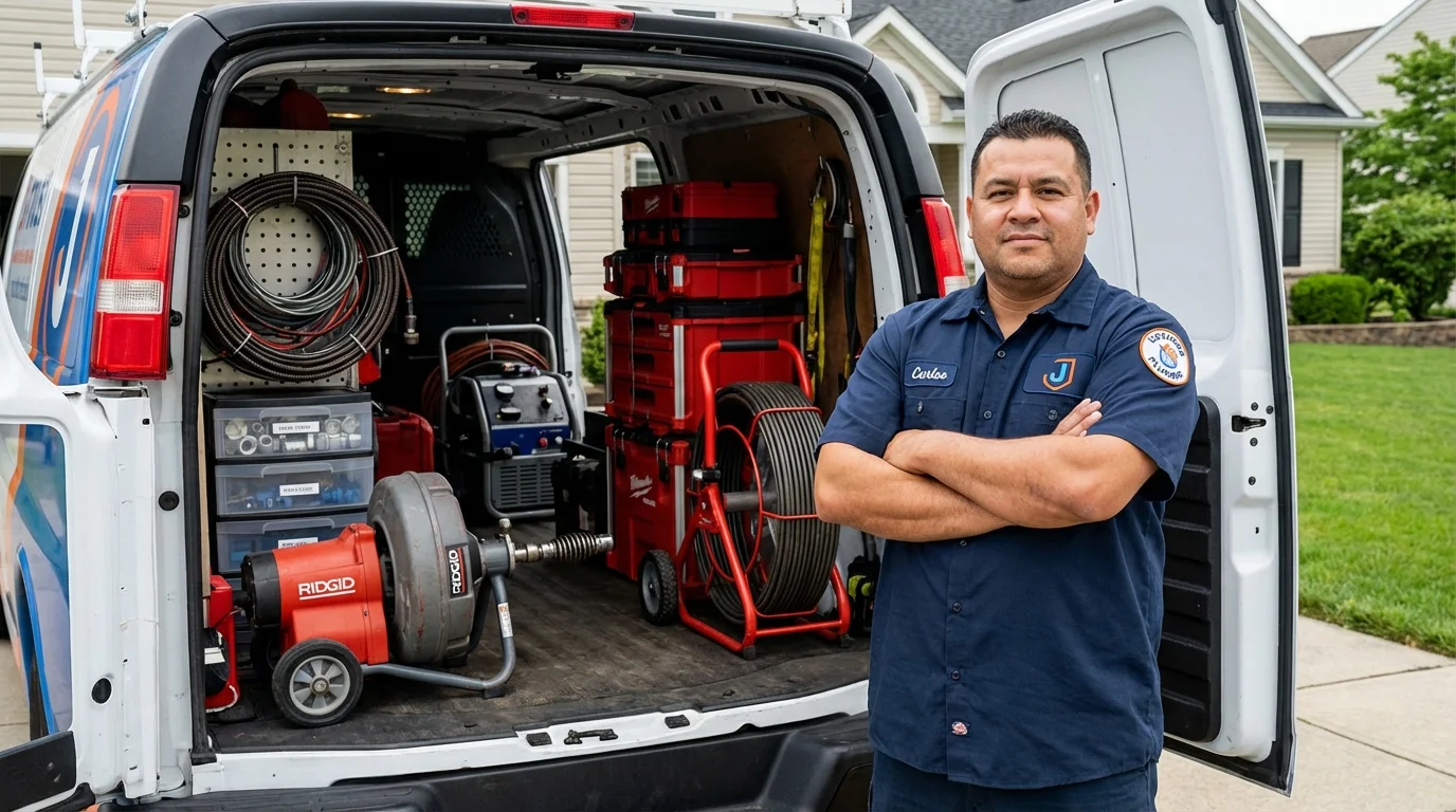 Professional drain cleaning equipment and Johns Plumbing LLC plumber in Clarks Summit
