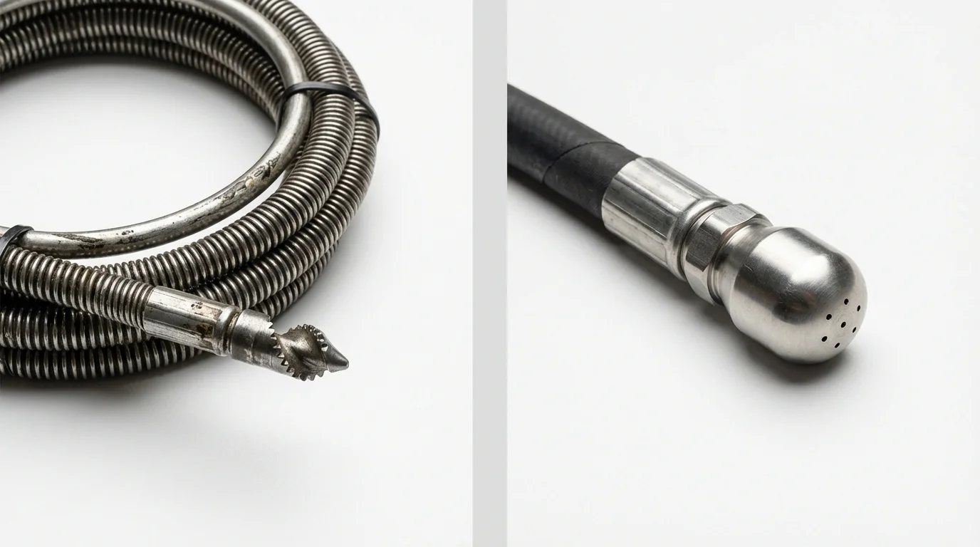 Drain snake cable and hydro jetting nozzle used for drain cleaning in Clarks Summit, PA