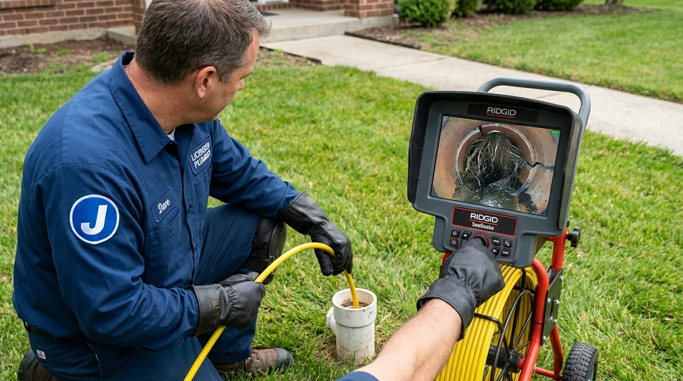 Sewer camera inspection being performed by Johns Plumbing LLC in Clarks Summit