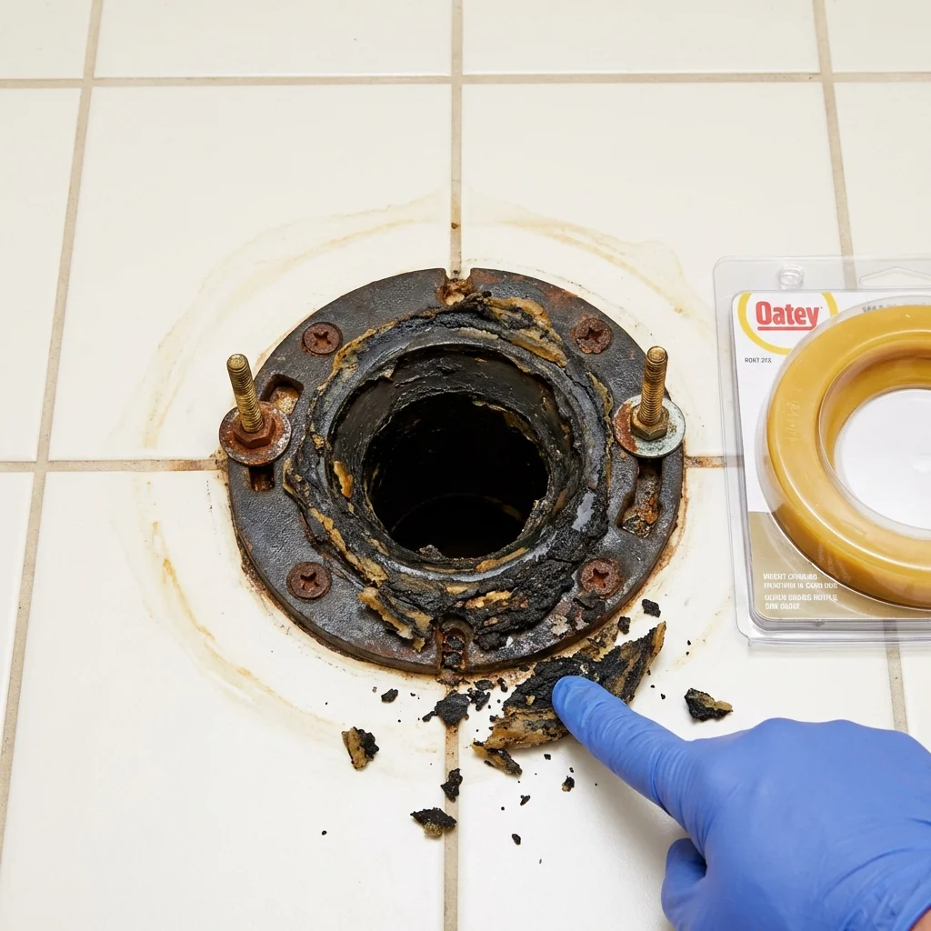 Failed wax ring showing water seepage at the base of a toilet in a Clarks Summit, PA home